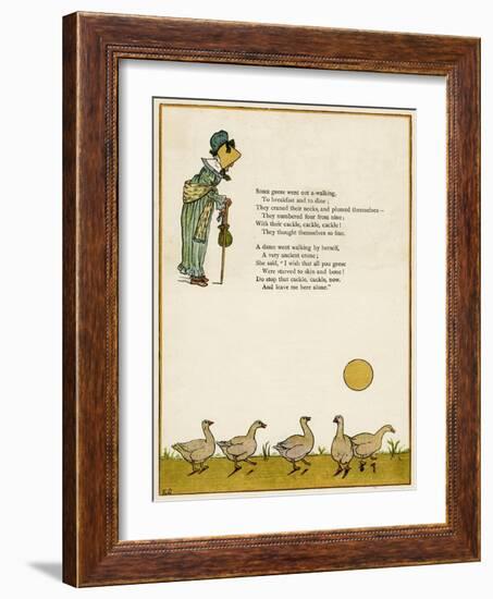 Old Lady and Five Geese-Kate Greenaway-Framed Art Print