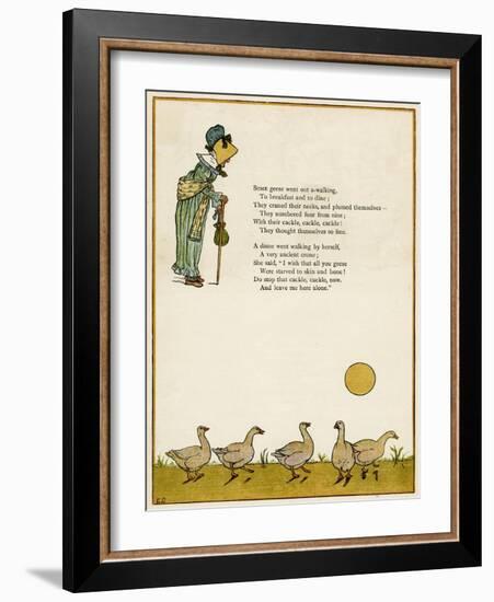 Old Lady and Five Geese-Kate Greenaway-Framed Art Print