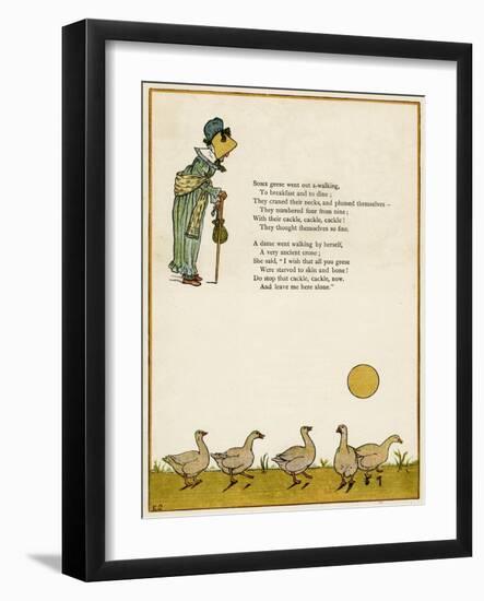 Old Lady and Five Geese-Kate Greenaway-Framed Art Print