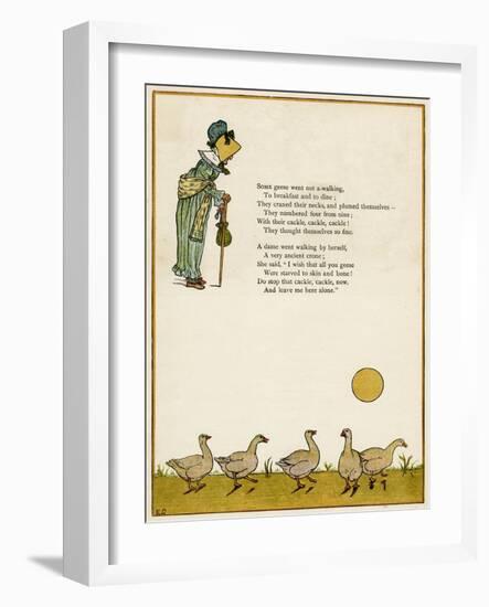 Old Lady and Five Geese-Kate Greenaway-Framed Art Print