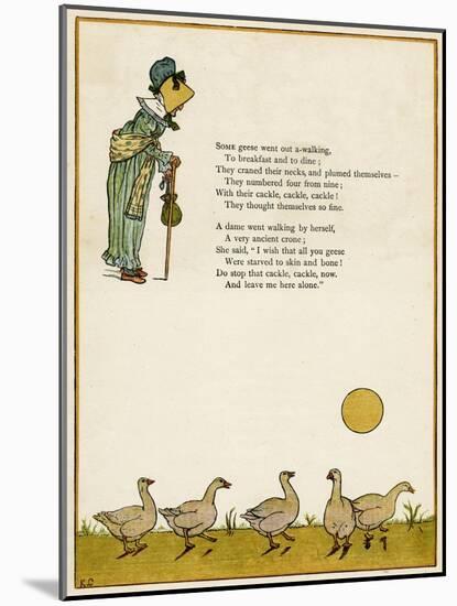 Old Lady and Five Geese-Kate Greenaway-Mounted Art Print