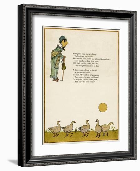 Old Lady and Five Geese-Kate Greenaway-Framed Art Print