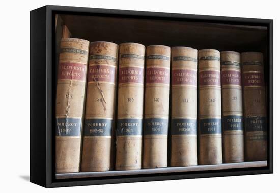 Old Law Books in Library Virginia City, Nevada, USA-Michael DeFreitas-Framed Premier Image Canvas