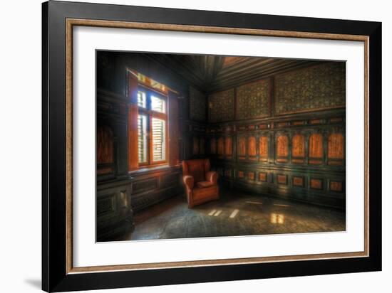 Old Leather Chair in Abandoned Room-Nathan Wright-Framed Photographic Print