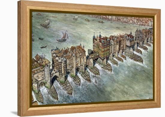 Old London Bridge, C 1600-Peter Jackson-Framed Premier Image Canvas