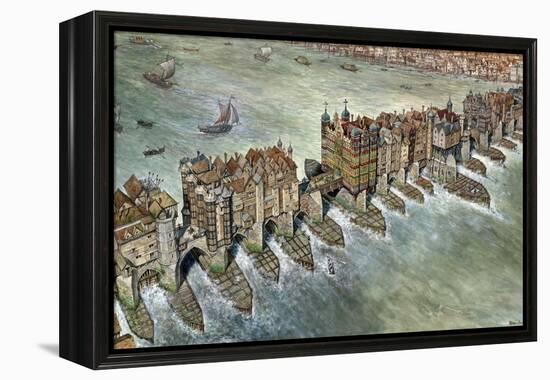 Old London Bridge, C 1600-Peter Jackson-Framed Premier Image Canvas