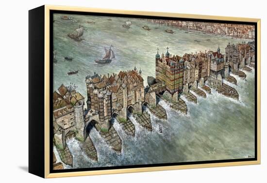 Old London Bridge, C 1600-Peter Jackson-Framed Premier Image Canvas