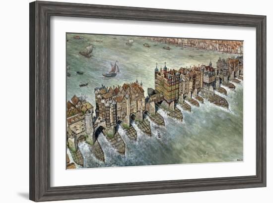 Old London Bridge, C 1600-Peter Jackson-Framed Giclee Print
