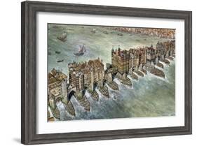 Old London Bridge, C 1600-Peter Jackson-Framed Giclee Print