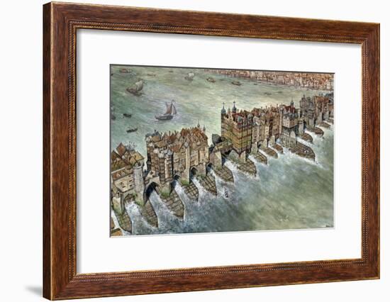 Old London Bridge, C 1600-Peter Jackson-Framed Giclee Print