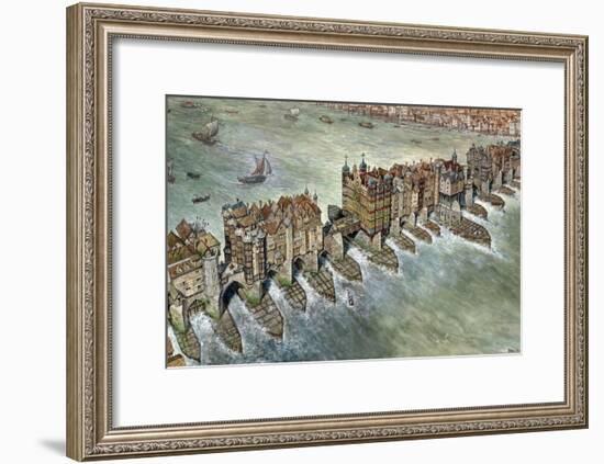 Old London Bridge, C 1600-Peter Jackson-Framed Giclee Print