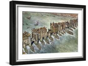 Old London Bridge, C 1600-Peter Jackson-Framed Giclee Print