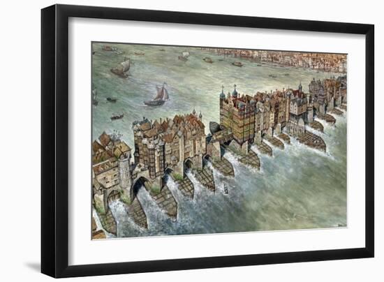 Old London Bridge, C 1600-Peter Jackson-Framed Giclee Print