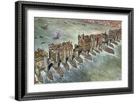 Old London Bridge, C 1600-Peter Jackson-Framed Giclee Print