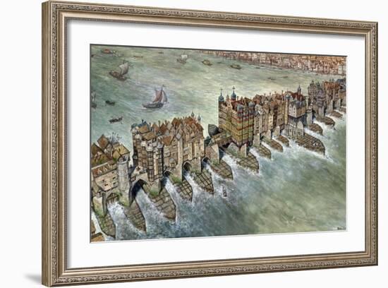 Old London Bridge, C 1600-Peter Jackson-Framed Giclee Print