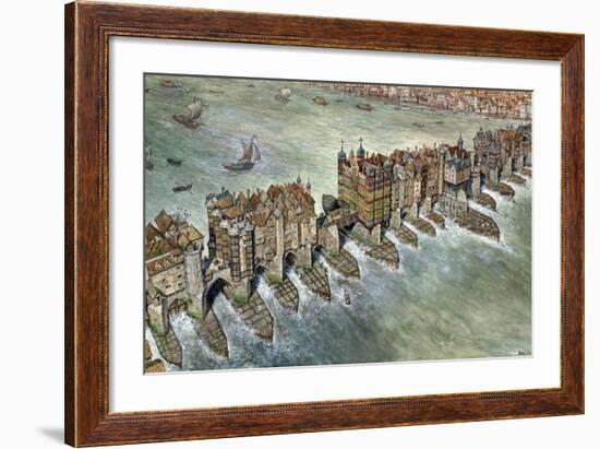 Old London Bridge, C 1600-Peter Jackson-Framed Giclee Print