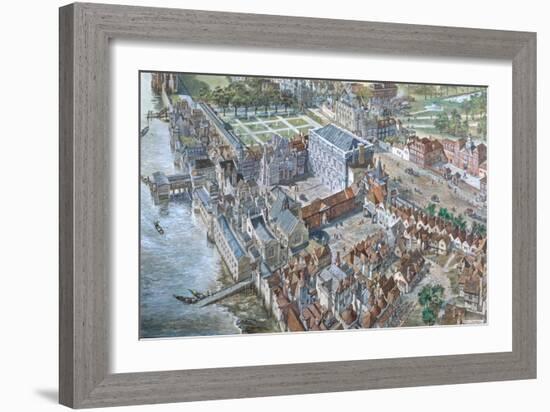 Old London Reconstructed: the Palace of Whitehall About 1680-Peter Jackson-Framed Giclee Print