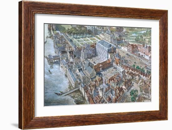 Old London Reconstructed: the Palace of Whitehall About 1680-Peter Jackson-Framed Giclee Print