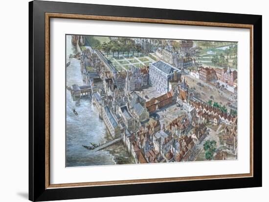 Old London Reconstructed: the Palace of Whitehall About 1680-Peter Jackson-Framed Giclee Print