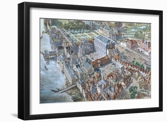 Old London Reconstructed: the Palace of Whitehall About 1680-Peter Jackson-Framed Giclee Print