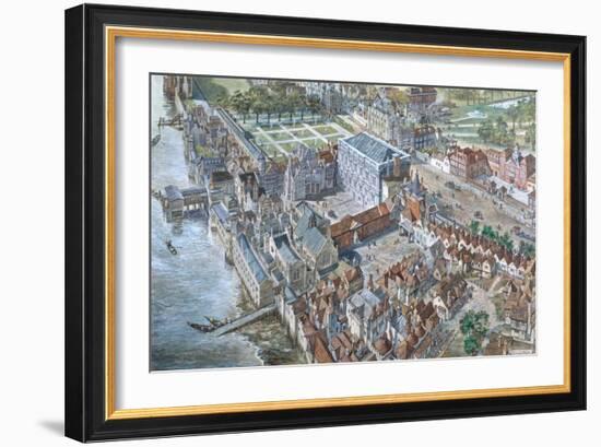 Old London Reconstructed: the Palace of Whitehall About 1680-Peter Jackson-Framed Giclee Print