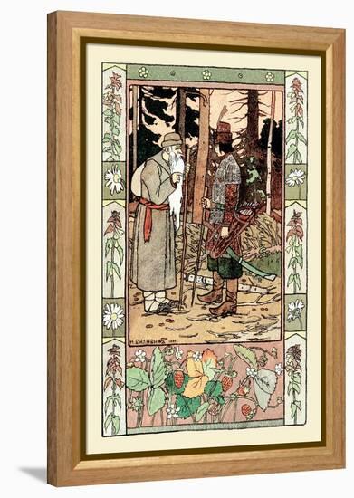 Old Man and Archer-Ivan Bilibin-Framed Stretched Canvas