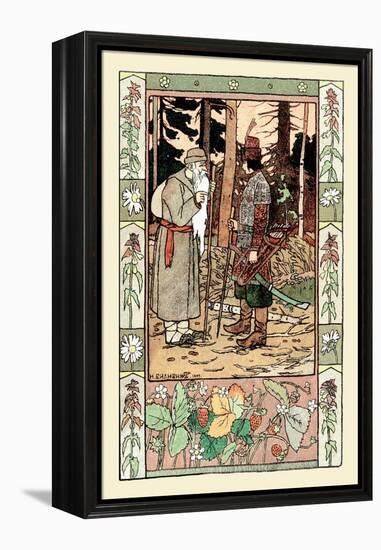 Old Man and Archer-Ivan Bilibin-Framed Stretched Canvas