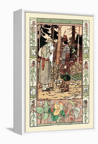 Old Man and Archer-Ivan Bilibin-Framed Stretched Canvas