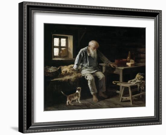 Old Man and his Cat, 1887-Ivan Andreivich Pelevin-Framed Giclee Print