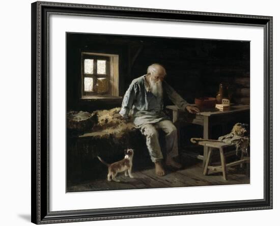 Old Man and his Cat, 1887-Ivan Andreivich Pelevin-Framed Giclee Print