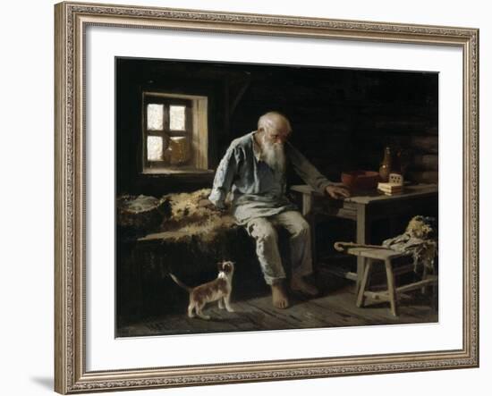 Old Man and his Cat, 1887-Ivan Andreivich Pelevin-Framed Giclee Print