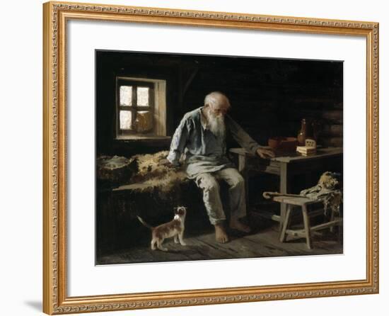 Old Man and his Cat, 1887-Ivan Andreivich Pelevin-Framed Giclee Print