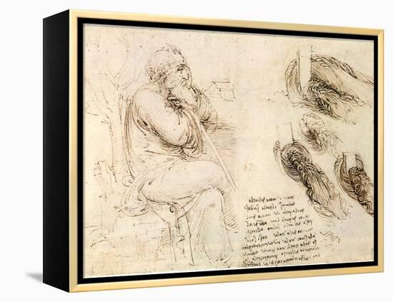 Old Man and Water Studies, 1513-Leonardo da Vinci-Framed Premier Image Canvas