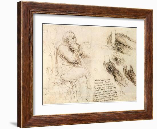 Old Man and Water Studies, 1513-Leonardo da Vinci-Framed Giclee Print