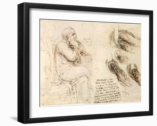 Old Man and Water Studies, 1513-Leonardo da Vinci-Framed Giclee Print