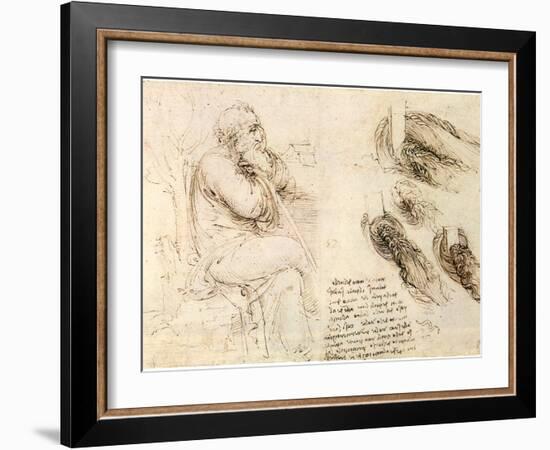 Old Man and Water Studies, 1513-Leonardo da Vinci-Framed Giclee Print