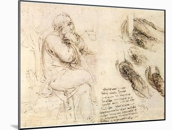 Old Man and Water Studies, 1513-Leonardo da Vinci-Mounted Giclee Print