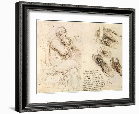 Old Man and Water Studies, 1513-Leonardo da Vinci-Framed Giclee Print