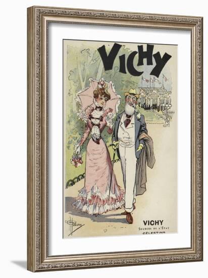 Old Man and Young Girl Walking, Advertisement for Vichy-null-Framed Giclee Print