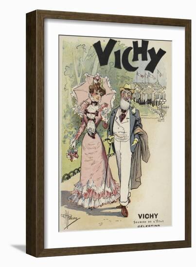 Old Man and Young Girl Walking, Advertisement for Vichy-null-Framed Giclee Print