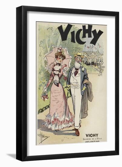 Old Man and Young Girl Walking, Advertisement for Vichy-null-Framed Giclee Print