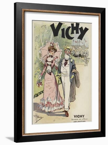 Old Man and Young Girl Walking, Advertisement for Vichy-null-Framed Giclee Print