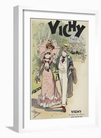 Old Man and Young Girl Walking, Advertisement for Vichy-null-Framed Giclee Print