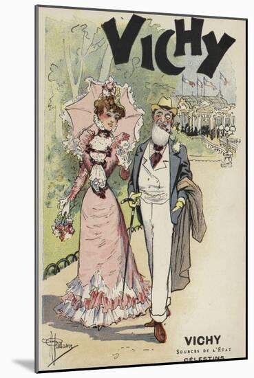 Old Man and Young Girl Walking, Advertisement for Vichy-null-Mounted Giclee Print