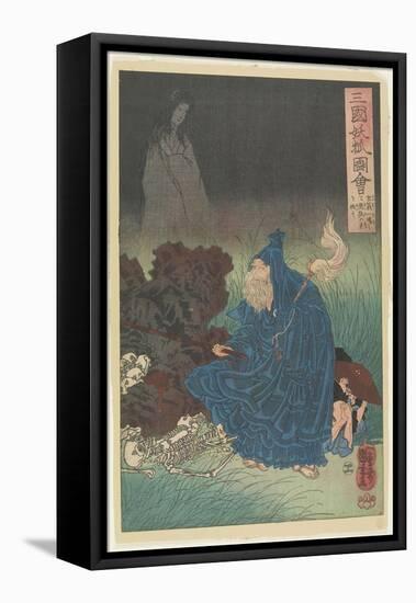 Old Man Gen Exorcise the Bad Spirit of a Haunting Fox, C. 1850-Utagawa Kuniyoshi-Framed Premier Image Canvas