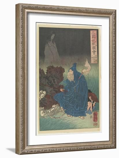 Old Man Gen Exorcise the Bad Spirit of a Haunting Fox, C. 1850-Utagawa Kuniyoshi-Framed Giclee Print