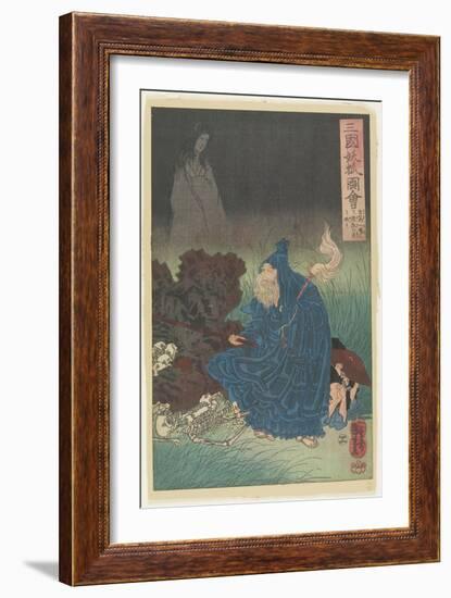 Old Man Gen Exorcise the Bad Spirit of a Haunting Fox, C. 1850-Utagawa Kuniyoshi-Framed Giclee Print