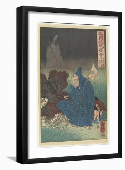 Old Man Gen Exorcise the Bad Spirit of a Haunting Fox, C. 1850-Utagawa Kuniyoshi-Framed Giclee Print