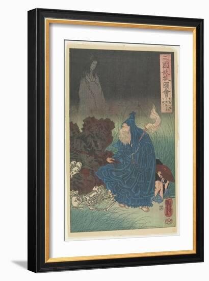 Old Man Gen Exorcise the Bad Spirit of a Haunting Fox, C. 1850-Utagawa Kuniyoshi-Framed Giclee Print