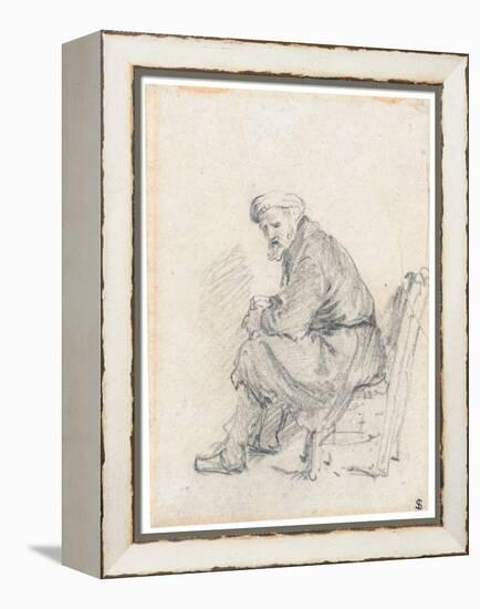 Old Man in a Turban, Seated in Profile, Turning to the Left (Chalk and Graphite on Paper)-Rembrandt van Rijn-Framed Premier Image Canvas